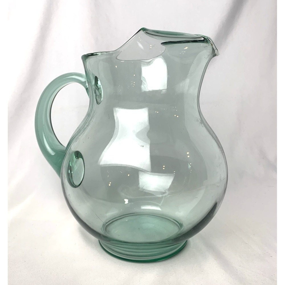 Mexican Green Glass Pitcher Rare Large Vintage Margarita - Picture 3 of 7